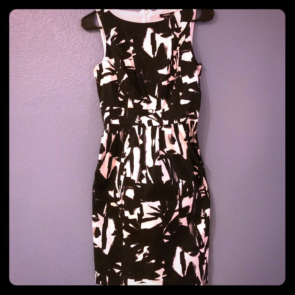 XOXO Dress Black White  sheath floral pockets 3